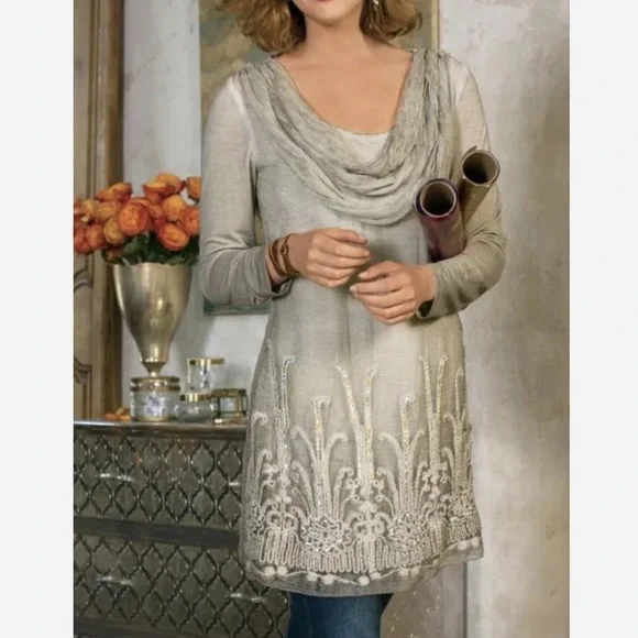 Soft Surroundings Silk Beaux Arts Tunic & Cami Large - Picture 2 of 15